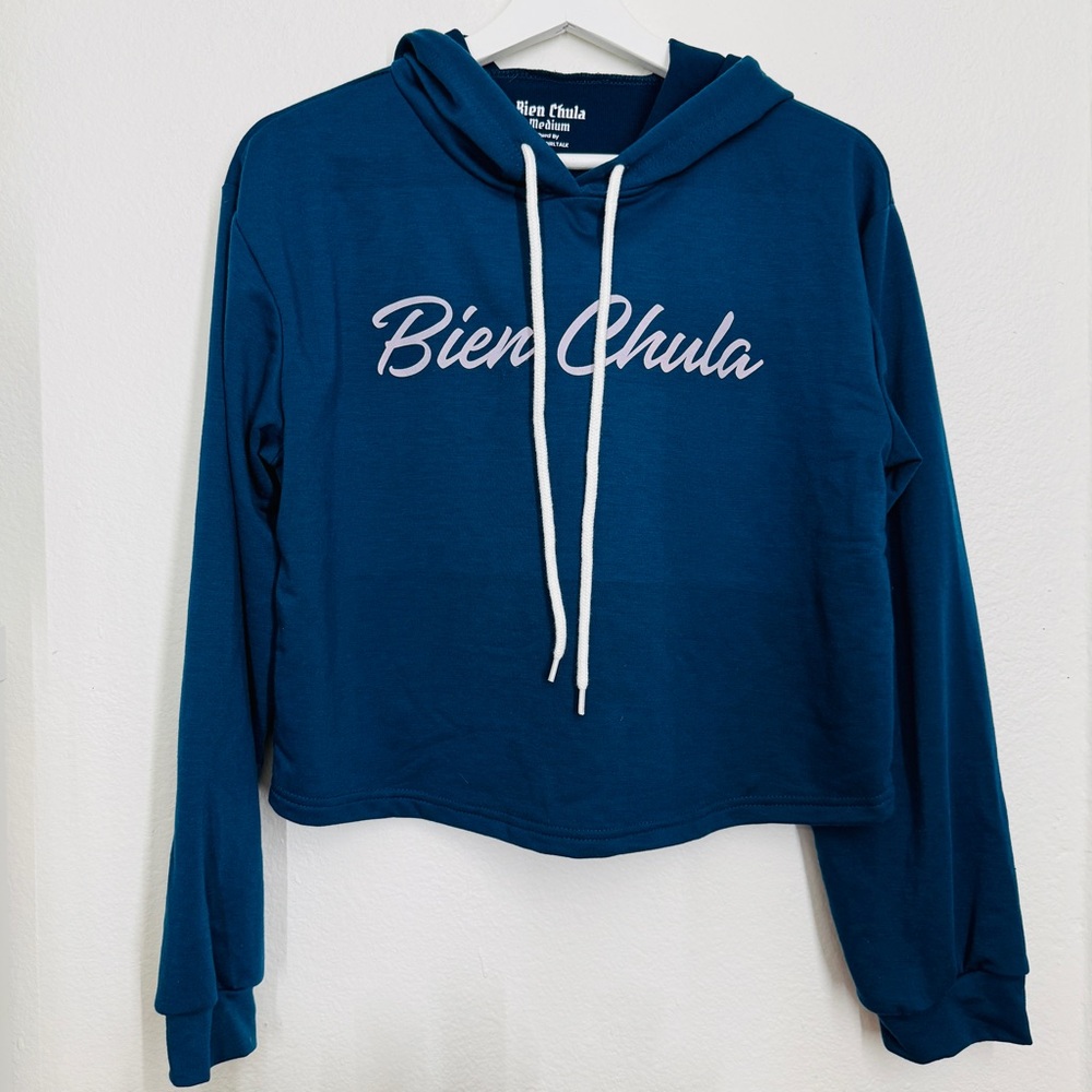Bien Chula Teal Women's Cropped Hoodie - MEDIUM